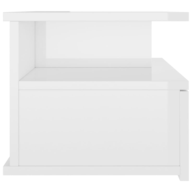 vidaXL Floating Nightstand High Gloss White 40x31x27 cm Engineered Wood