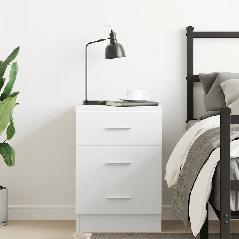 Bedside Cabinet White 38x35x56 cm Engineered Wood