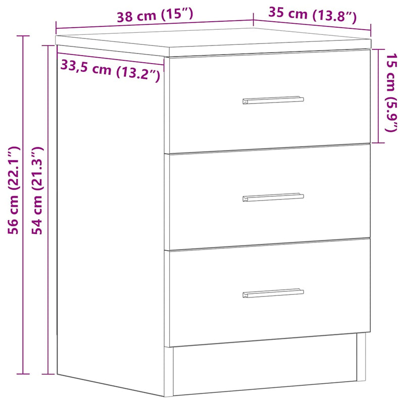 Bedside Cabinet White 38x35x56 cm Engineered Wood
