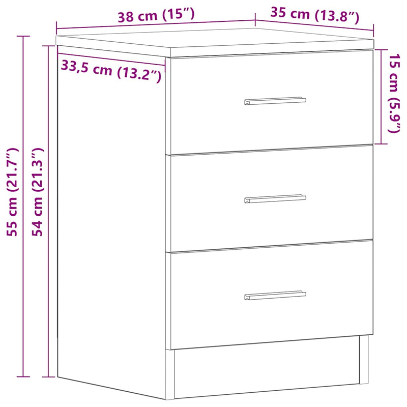 vidaXL Bedside Cabinets 2 pcs Sonoma Oak 38x35x56 cm Engineered Wood