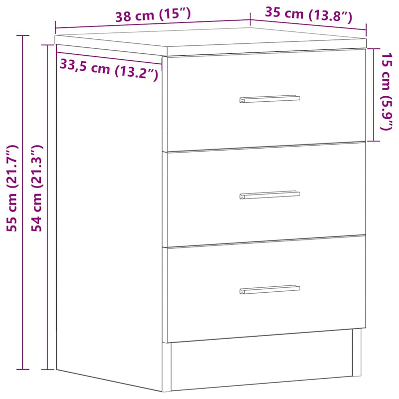 vidaXL Bedside Cabinets 2 pcs Concrete Grey 38x35x56 cm Engineered Wood