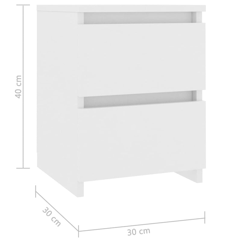 Bedside Cabinet White 30x30x40 cm Engineered Wood