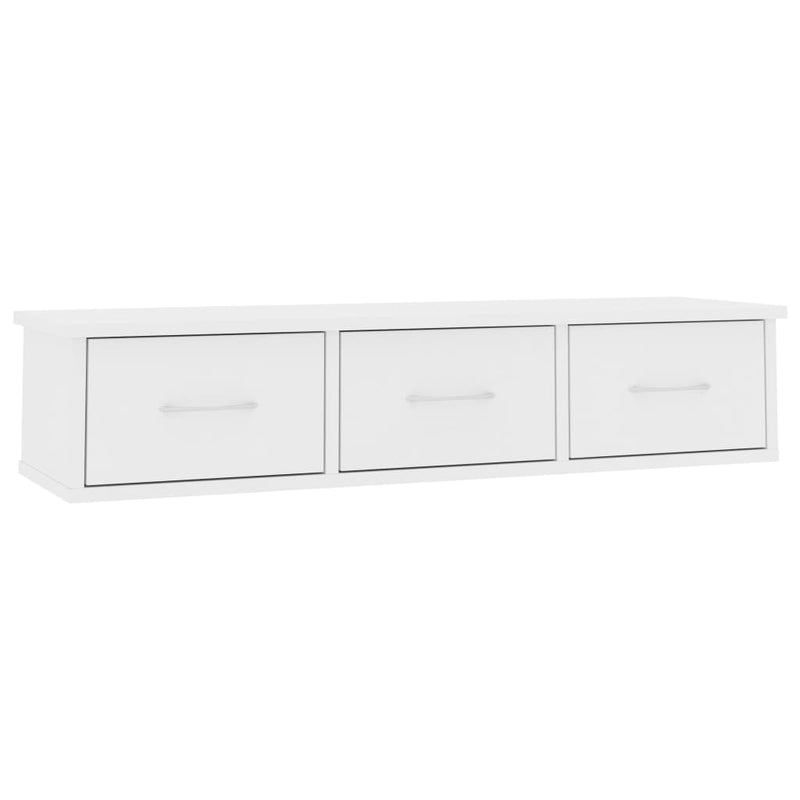 vidaXL Wall-mounted Drawer Shelf White 88x26x18.5 cm Engineered Wood