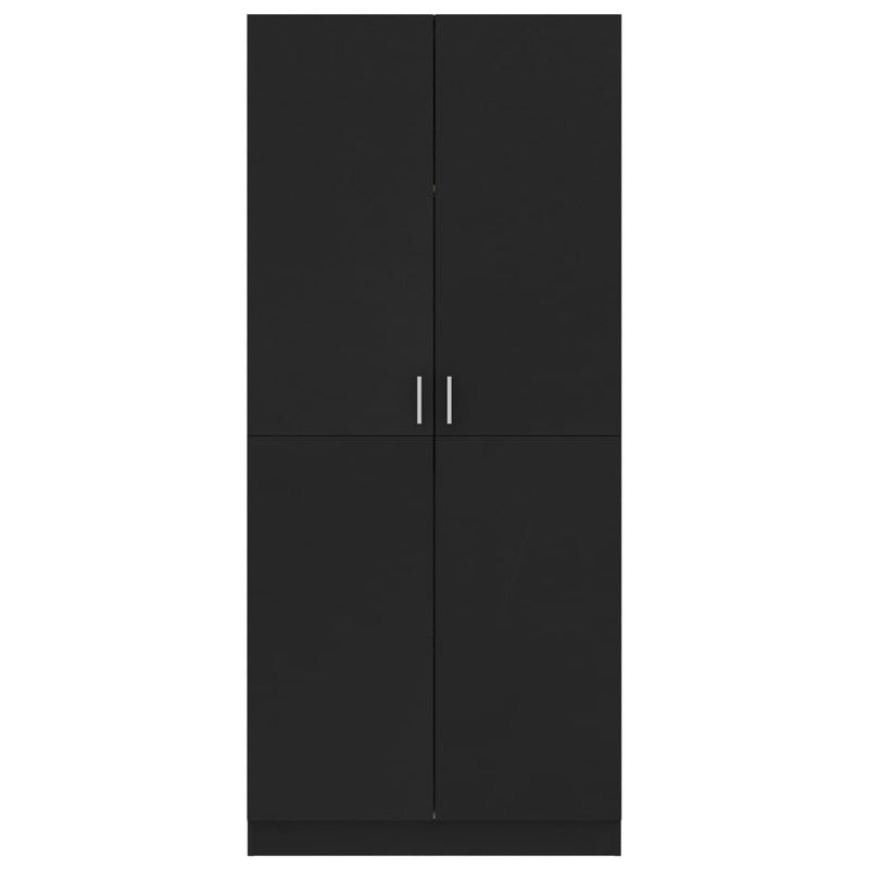 vidaXL Wardrobe Black 80x52x180 cm Engineered Wood
