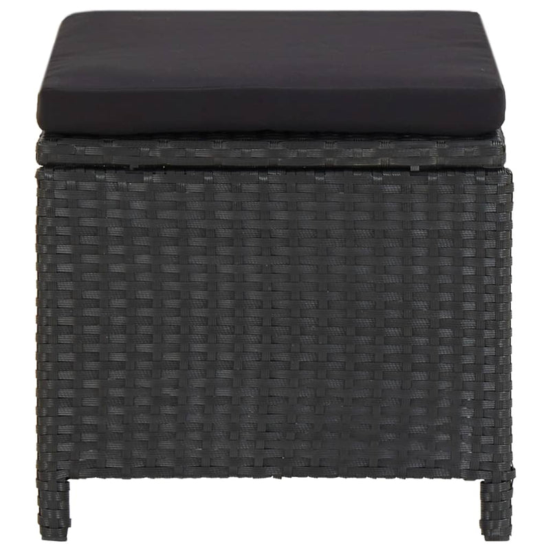 vidaXL 5 Piece Outdoor Dining Set with Cushions Poly Rattan Black