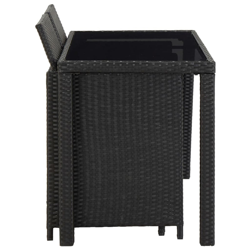 vidaXL 5 Piece Outdoor Dining Set with Cushions Poly Rattan Black