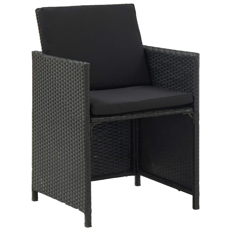 vidaXL 5 Piece Outdoor Dining Set with Cushions Poly Rattan Black
