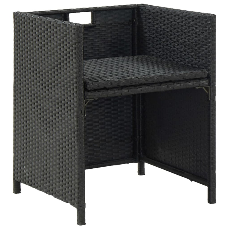 vidaXL 5 Piece Outdoor Dining Set with Cushions Poly Rattan Black