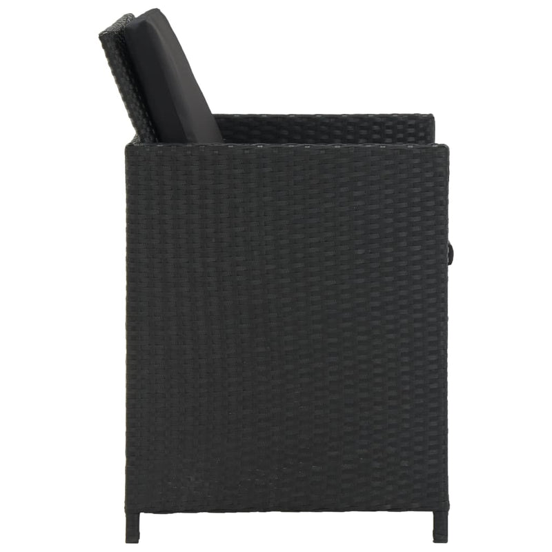 vidaXL 5 Piece Outdoor Dining Set with Cushions Poly Rattan Black