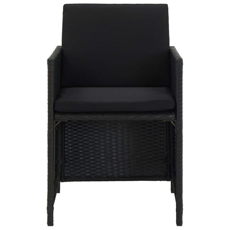 vidaXL 5 Piece Outdoor Dining Set with Cushions Poly Rattan Black