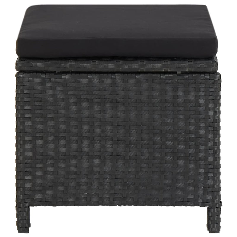 vidaXL 11 Piece Outdoor Dining Set with Cushions Poly Rattan Black