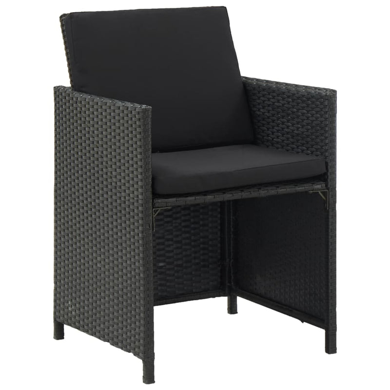 vidaXL 11 Piece Outdoor Dining Set with Cushions Poly Rattan Black