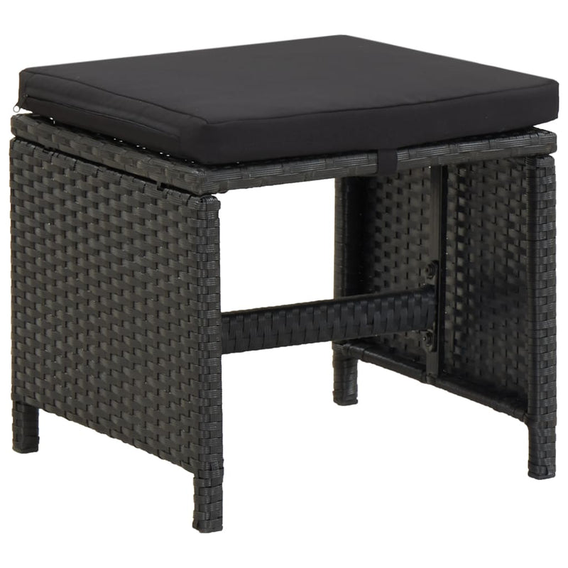 vidaXL 13 Piece Outdoor Dining Set with Cushions Poly Rattan Black
