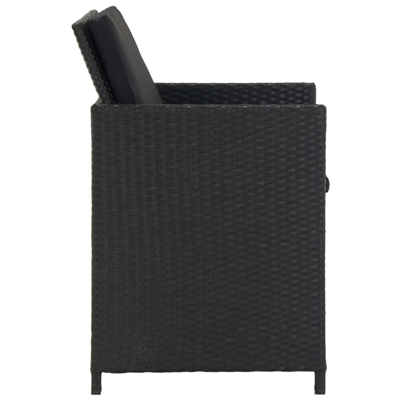 vidaXL 13 Piece Outdoor Dining Set with Cushions Poly Rattan Black
