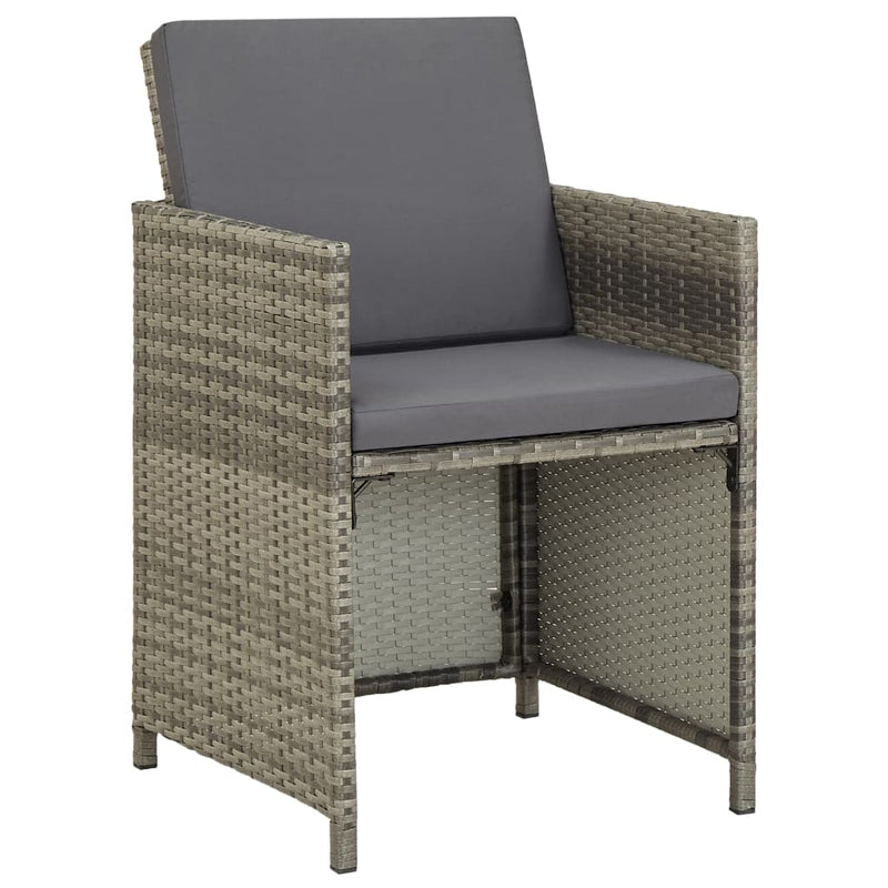 vidaXL 11 Piece Outdoor Dining Set with Cushions Poly Rattan Grey