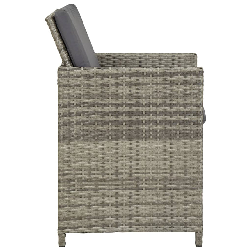 vidaXL 11 Piece Outdoor Dining Set with Cushions Poly Rattan Grey