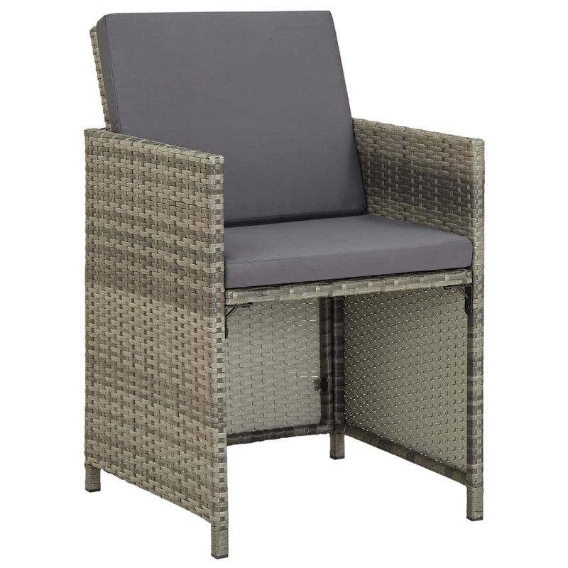 vidaXL 13 Piece Outdoor Dining Set with Cushions Poly Rattan Grey