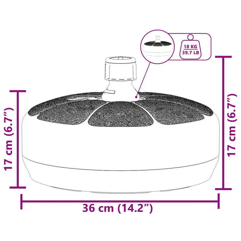 Umbrella Base Sand/Water Filled 15 L Black
