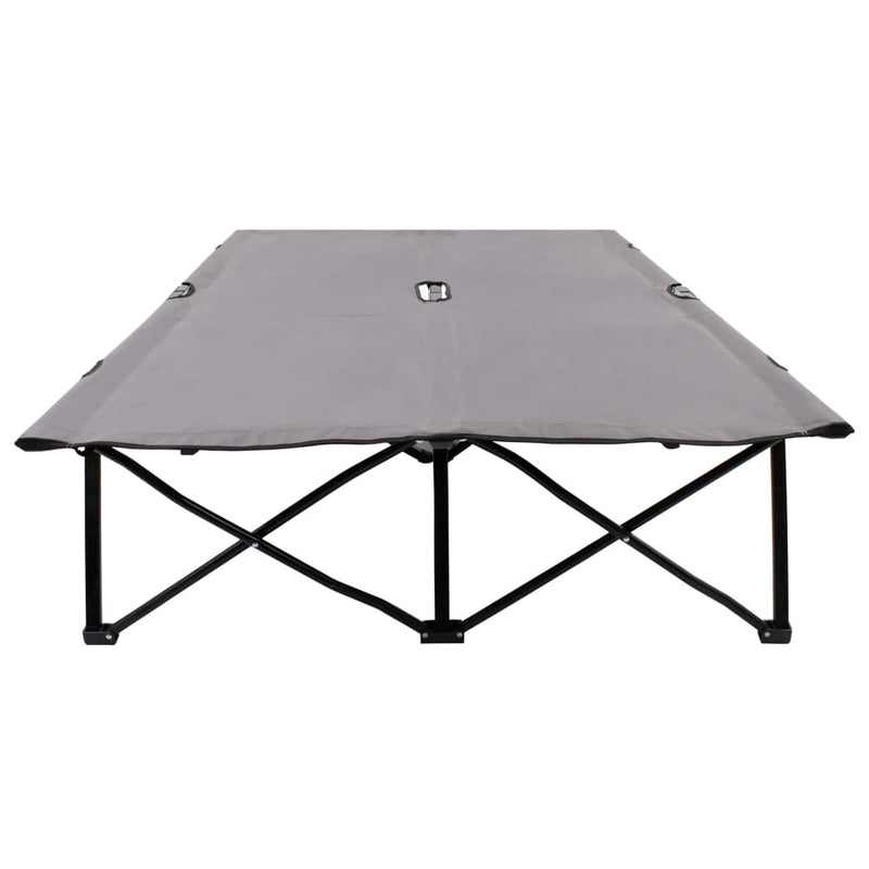 vidaXL Two Person Folding Sun Lounger Grey Steel