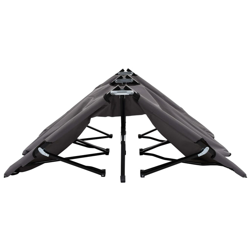 vidaXL Two Person Folding Sun Lounger Grey Steel