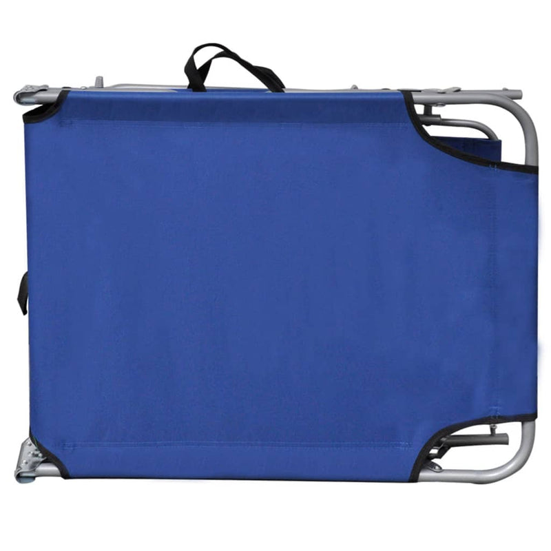 Folding Sun Lounger with Canopy Blue Aluminium