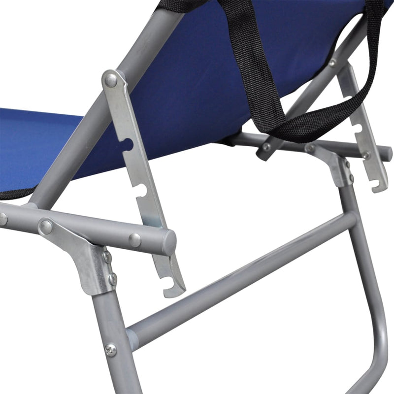 vidaXL Folding Sun Lounger with Canopy Blue Aluminium