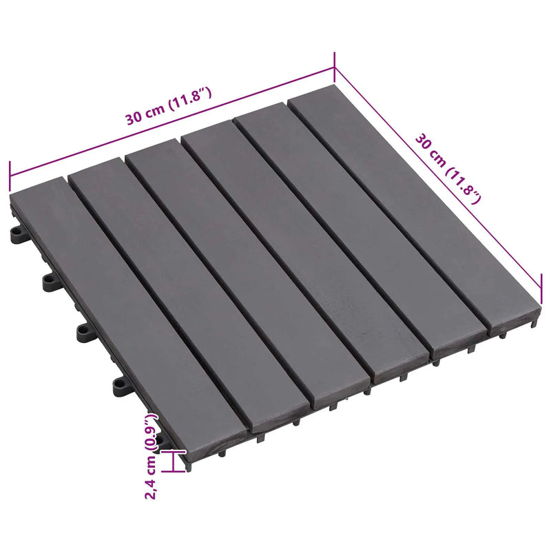 Decking Tile 10 pcs Grey 30 x 30 cm Acacia Hardwood
