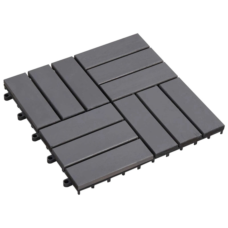 Decking Tile 10 pcs Grey 30 x 30 cm Acacia Hardwood