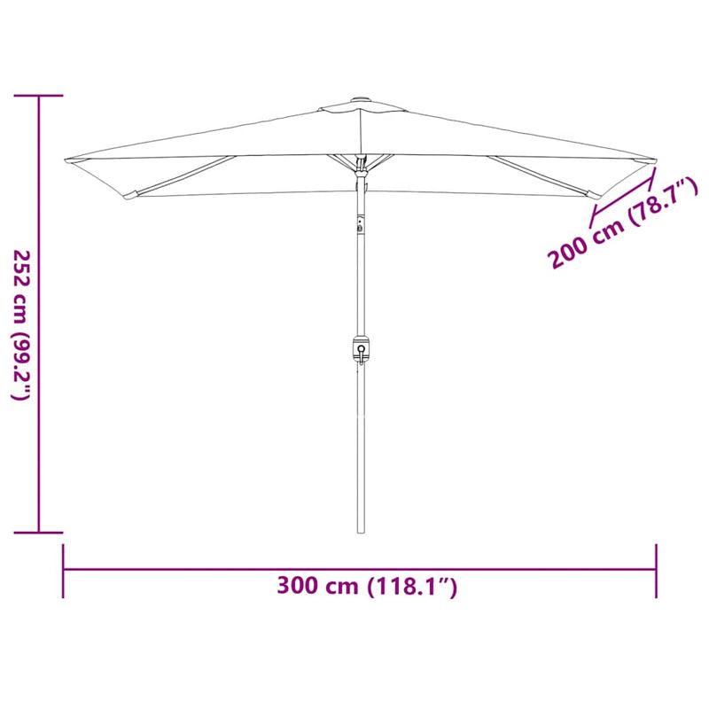 vidaXL Garden Parasol with Metal Pole 300x200 cm Azure