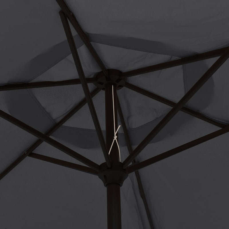 vidaXL Garden Parasol with LED Lights and Steel Pole 300 cm Black