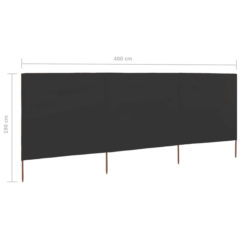 3-panel Wind Screen Fabric 400x160 cm Anthracite