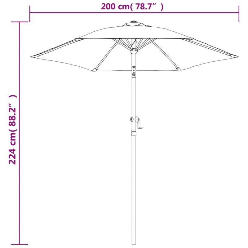 vidaXL Garden Parasol Sand White 200x224 cm Aluminium