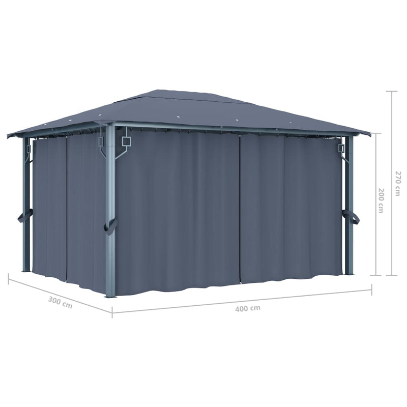 vidaXL Gazebo with Curtain 400x300 cm Anthracite Aluminium