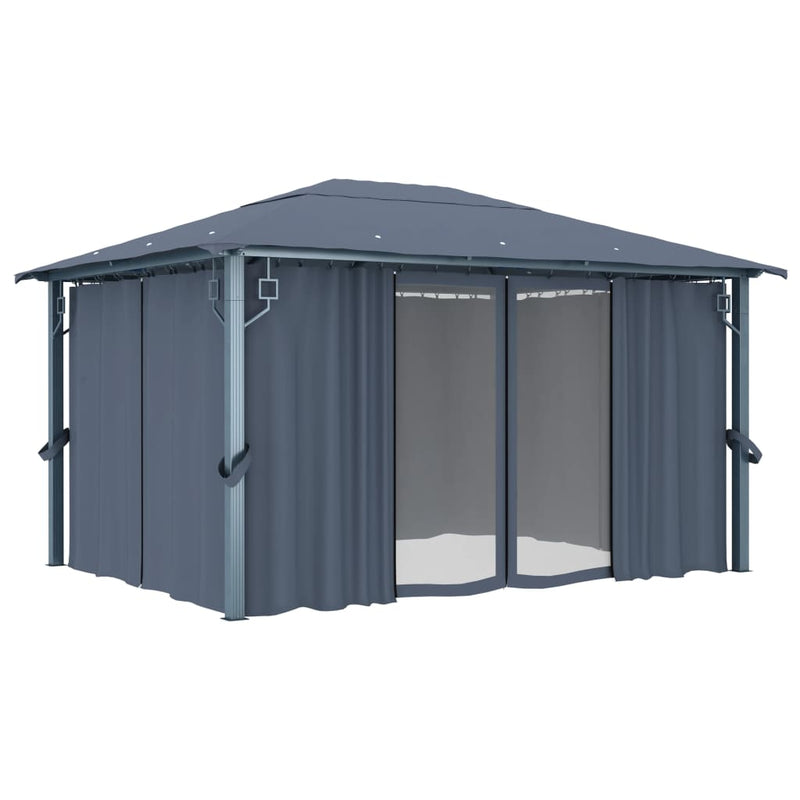 vidaXL Gazebo with Curtain 400x300 cm Anthracite Aluminium
