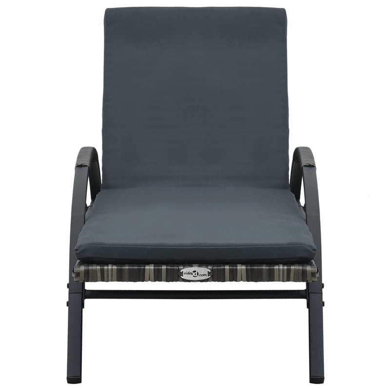 vidaXL Sun Loungers with Table Poly Rattan Anthracite