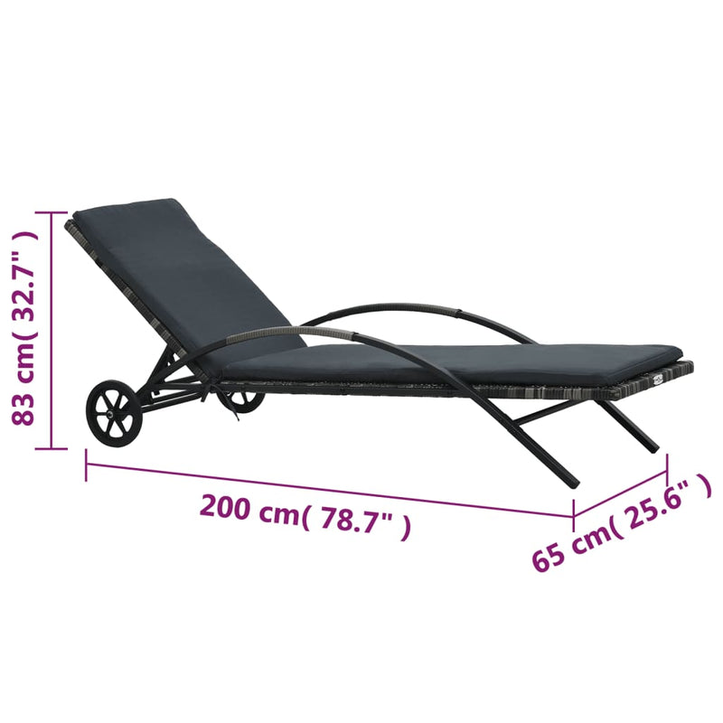 vidaXL Sun Loungers with Table Poly Rattan Anthracite