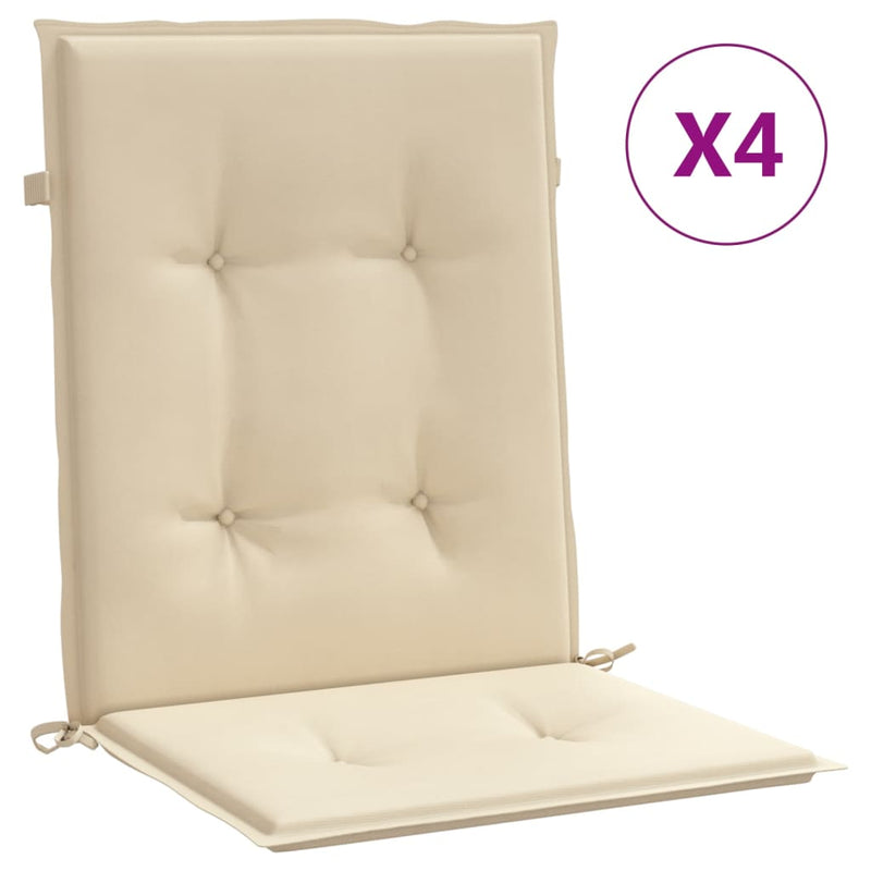 vidaXL Garden Lowback Chair Cushions 4 pcs Beige 100x50x3 cm Oxford Fabric
