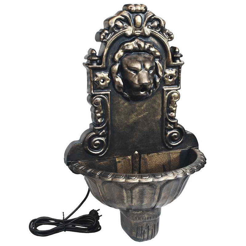 vidaXL Wall Fountain Lion Head Design Bronze