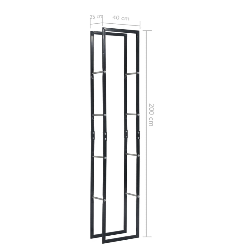 vidaXL Firewood Rack Black 40x25x200 cm Steel