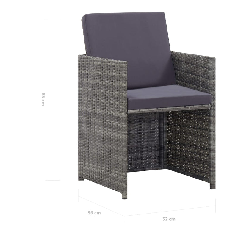 vidaXL 5 Piece Outdoor Dining Set Poly Rattan and Acacia Wood Anthracite