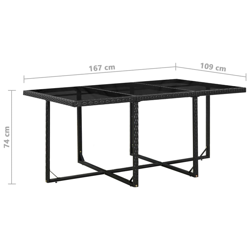 vidaXL 11 Piece Outdoor Dining Set with Cushions Poly Rattan Black