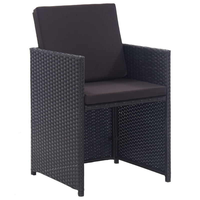 vidaXL 13 Piece Outdoor Dining Set with Cushions Poly Rattan Black