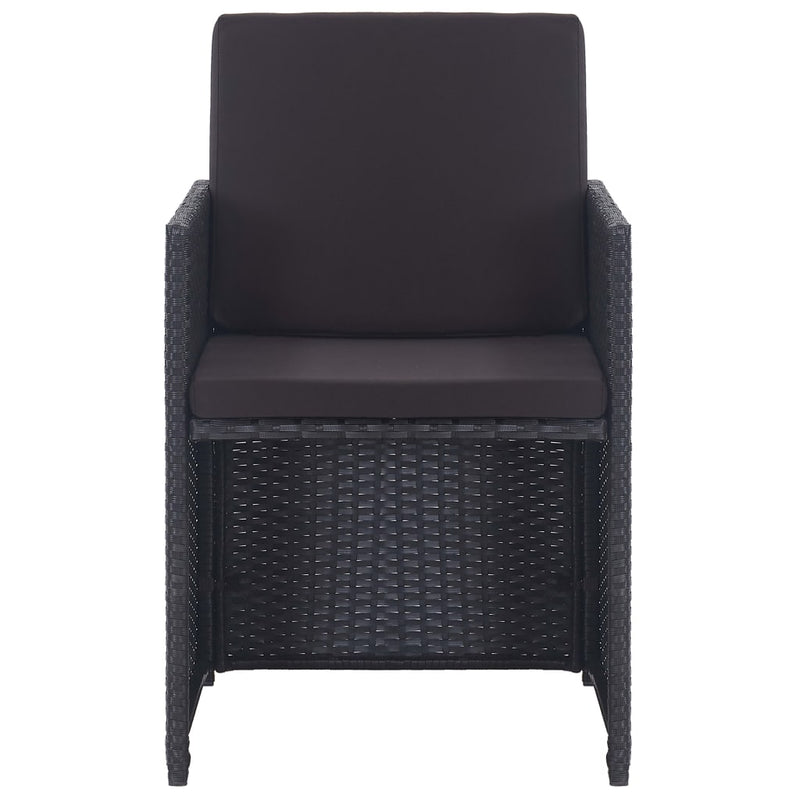 vidaXL 13 Piece Outdoor Dining Set with Cushions Poly Rattan Black