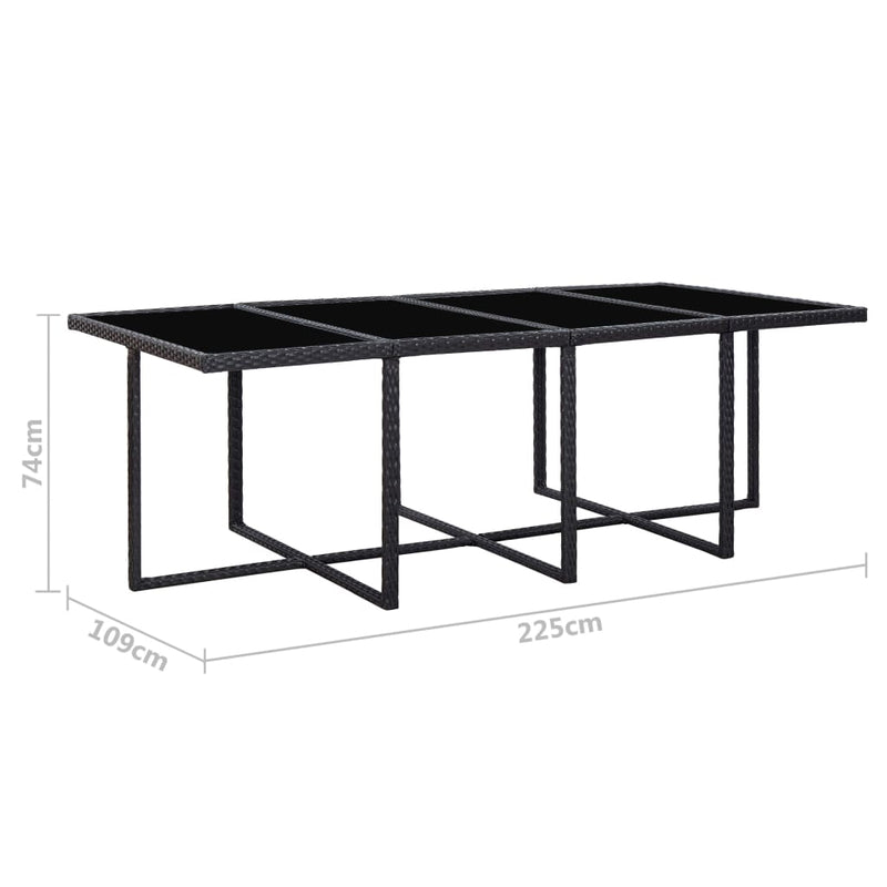 vidaXL 13 Piece Outdoor Dining Set with Cushions Poly Rattan Black