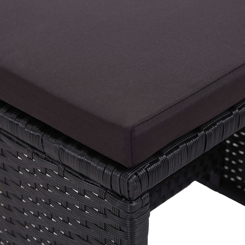 vidaXL 15 Piece Outdoor Dining Set with Cushions Poly Rattan Black