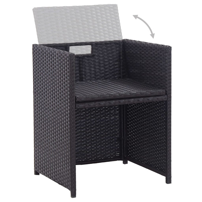 vidaXL 15 Piece Outdoor Dining Set with Cushions Poly Rattan Black