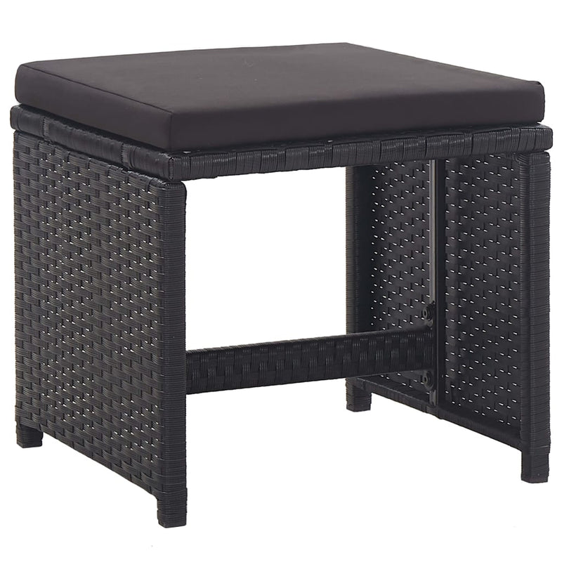 vidaXL 15 Piece Outdoor Dining Set with Cushions Poly Rattan Black