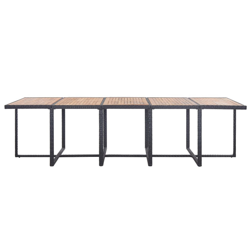 vidaXL 15 Piece Outdoor Dining Set with Cushions Poly Rattan Black