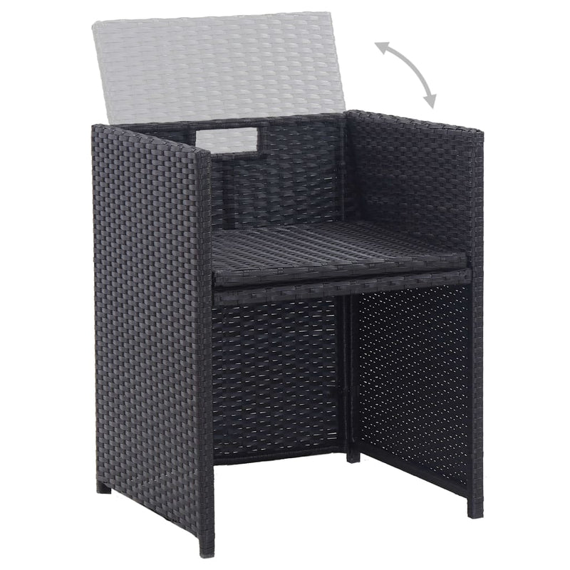 vidaXL 15 Piece Outdoor Dining Set with Cushions Poly Rattan Black