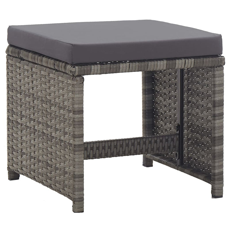 vidaXL 17 Piece Outdoor Dining Set with Cushions Poly Rattan Grey